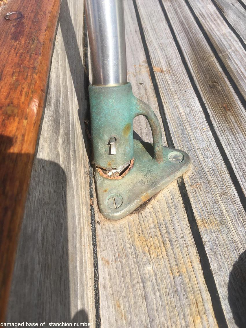 stanchion base fractured